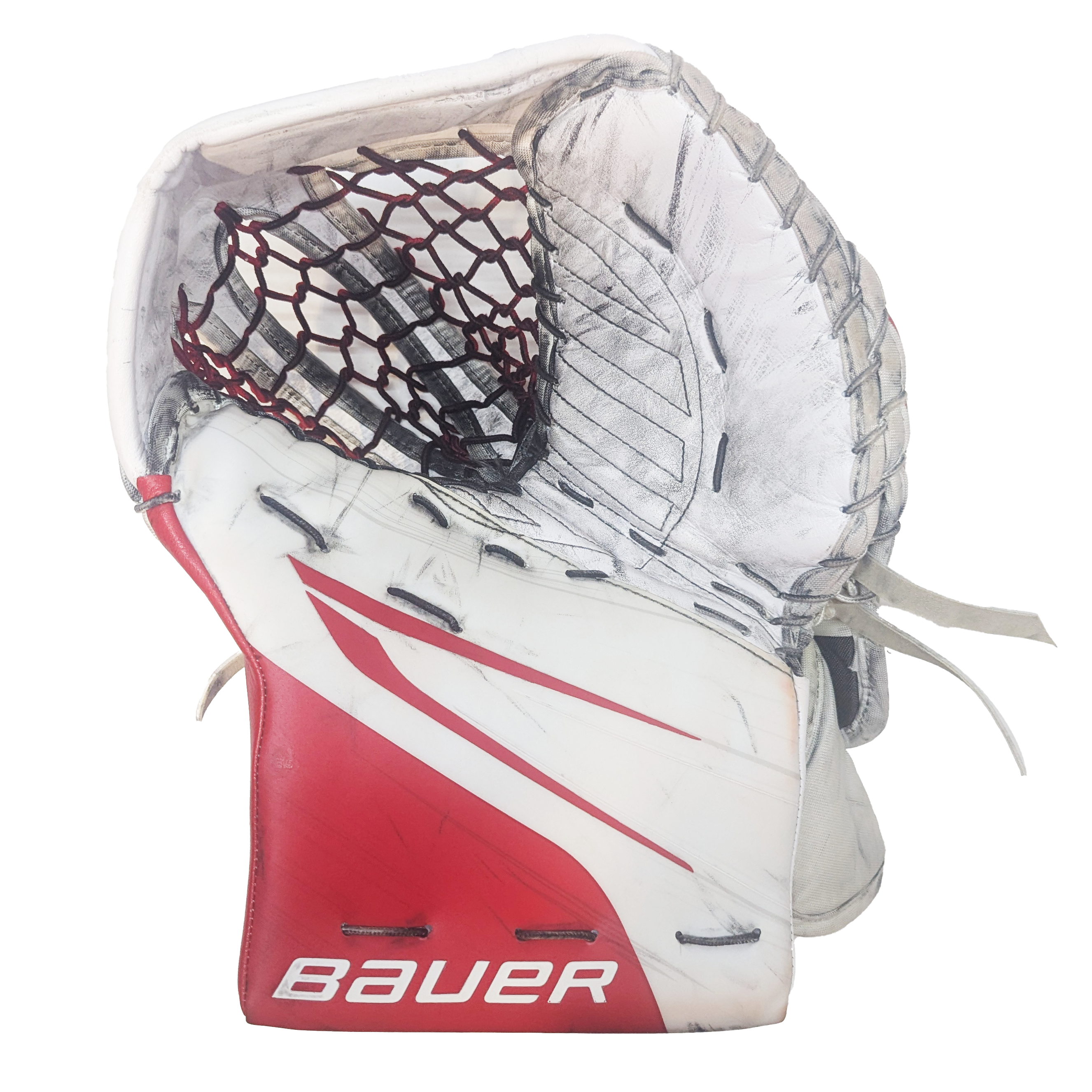 Bauer Vapor Hyperlite 2 - Gants de gardien de but NCAA d'occasion (blanc/rouge)